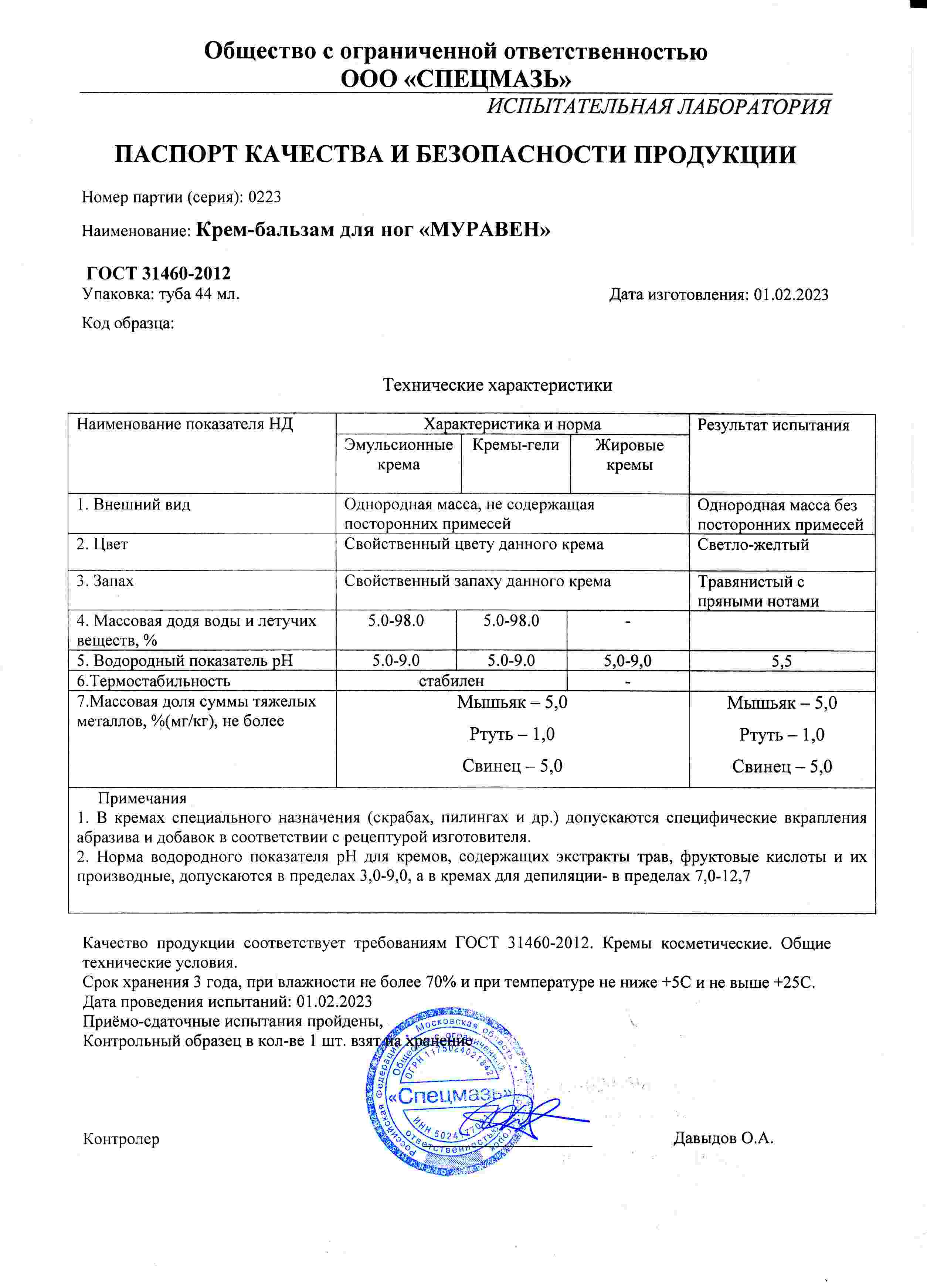 Паспорт №022023